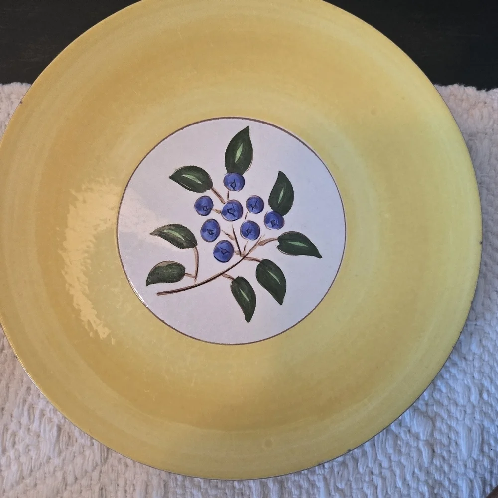 STANGL Vintage 5 Pottery Blueberry Yellow Glazed 6